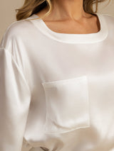 [Bianco] SilkSilky-IT Short Sleeve Round Neck Pigiami da donna 005