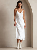 [Bianco] SilkSilky-IT Sleeveless V Neck Vestiti da donna 005