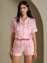 [Leopardo Rosa] SilkSilky-IT Short Sleeve Notch Collar Pigiami da donna 004