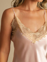 [Rosa] SilkSilky-IT Sleeveless V Neck Camicia da notte 004