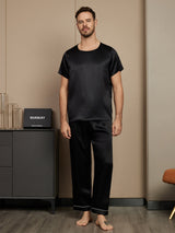 [Nero] SilkSilky-IT Short Sleeve Round Neck Pigiami da uomo 005
