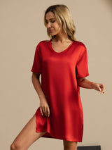 [Vino] SilkSilky-IT Half Sleeve V Neck Camicia da notte 004