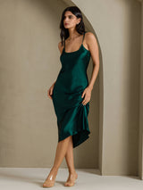 [Verde Scuro] SilkSilky-IT Sleeveless V Neck Vestiti da donna 007