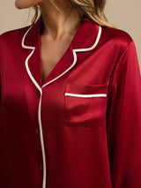 [Vino] SilkSilky-IT Manica lunga Collo a Taglio Pigiami da donna 004