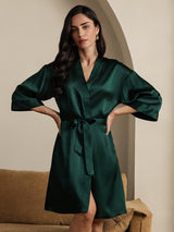 [Verde Scuro] SilkSilky-IT 3/4 Sleeve Vestaglia da donna 007