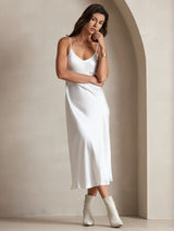 [Bianco] SilkSilky-IT Sleeveless V Neck Vestiti da donna 004