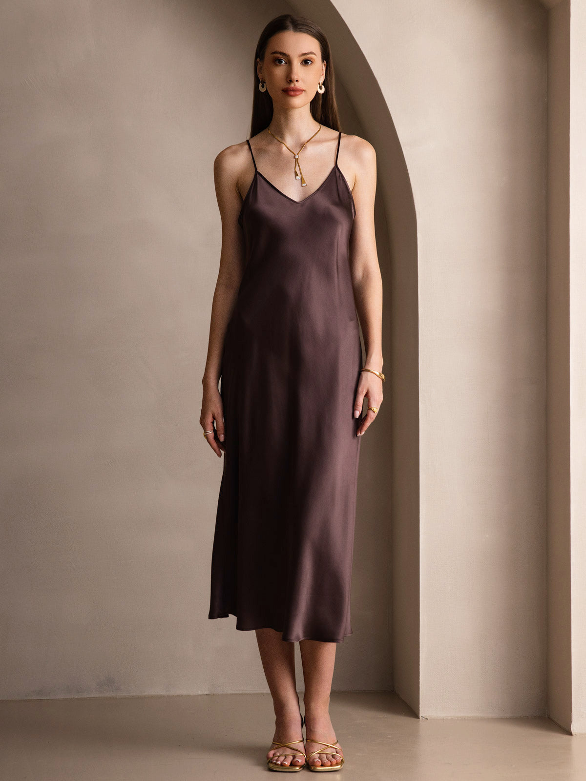 [Caffè] SilkSilky-IT Seta pura Dress 003