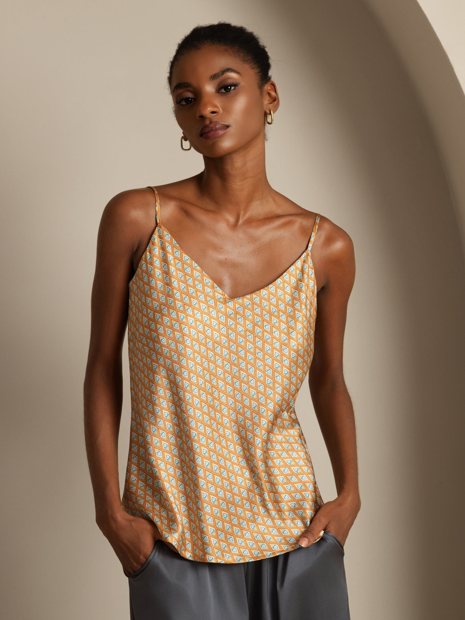 [Floral] SilkSilky-IT Seta pura Camisoles 001,