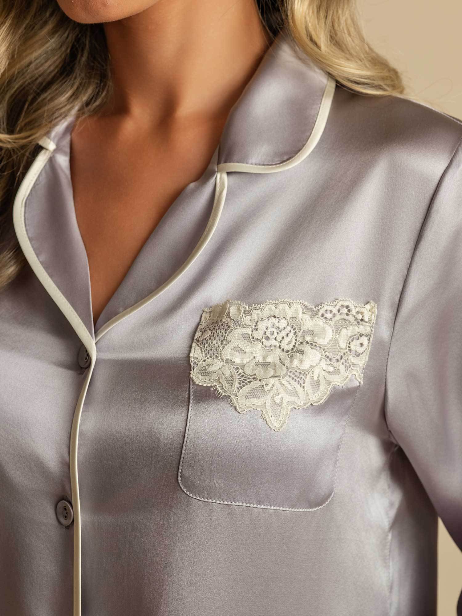 [Lavanda] SilkSilky-IT Seta pura Womens Pajamas 004