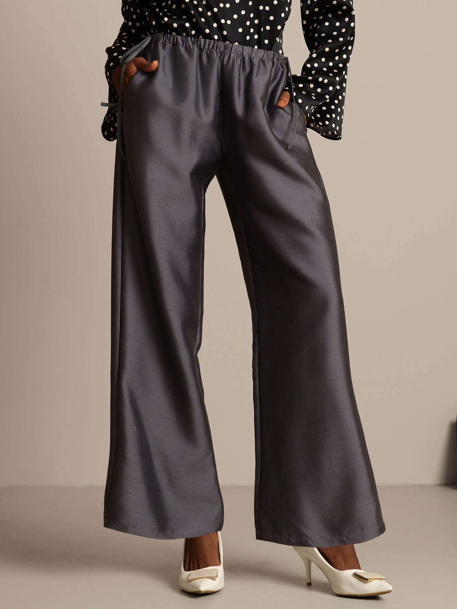 [Grigio] SilkSilky-IT 32Momme Seta Womens Pants 001,