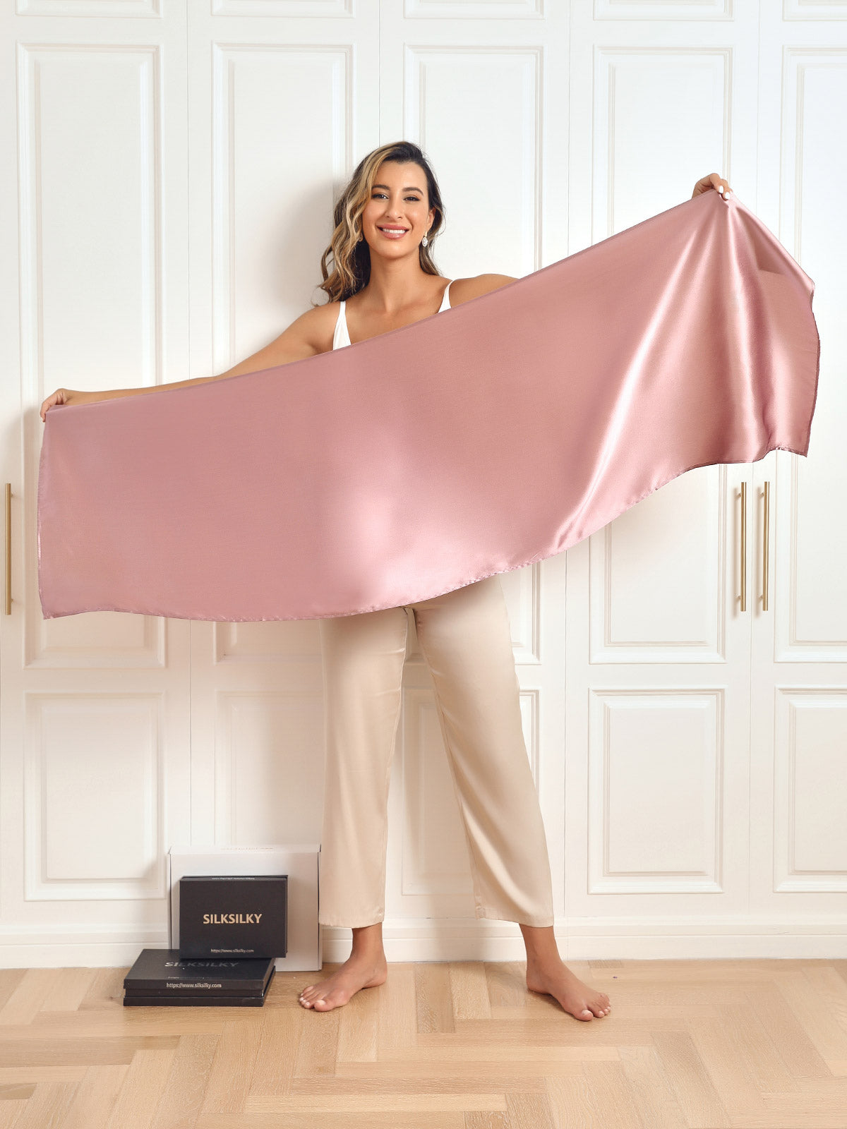 SilkSilky-IT Seta pura Scarf MalvaPallido 005