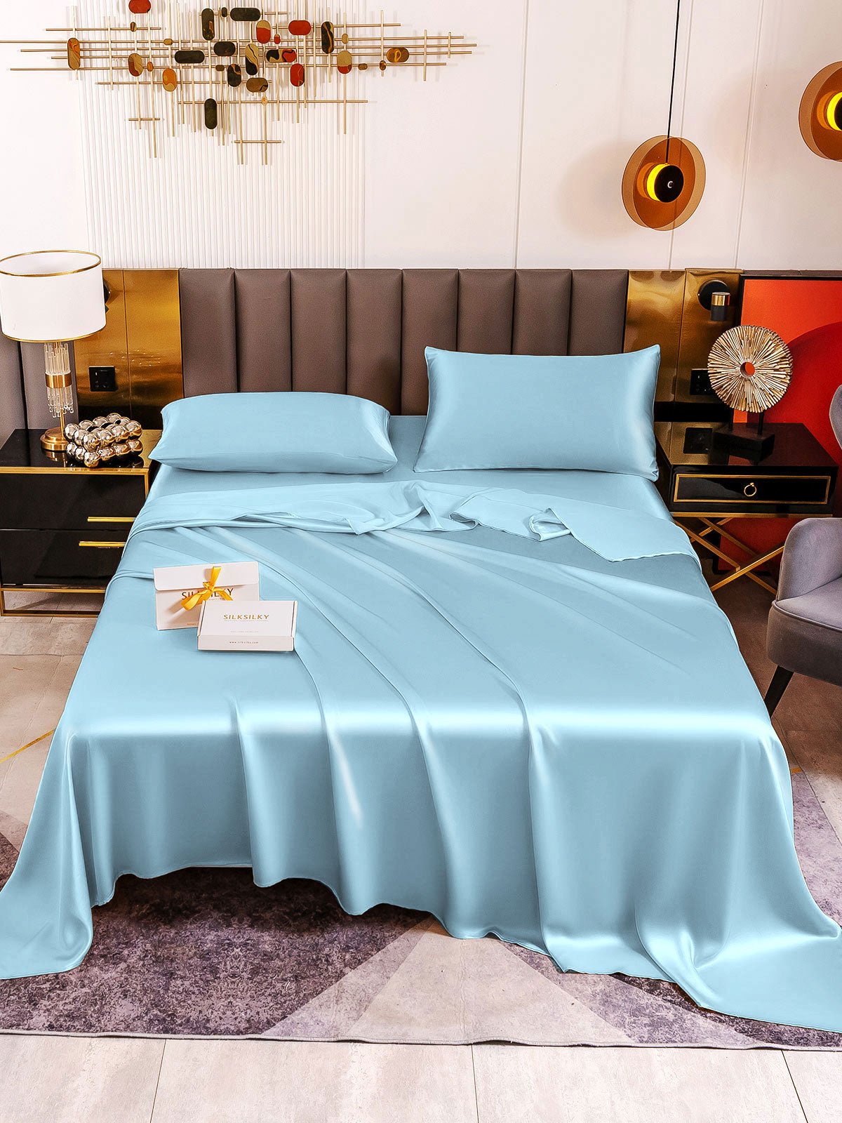 [Azzurro] SilkSilky-IT 19Momme Seta pura Bedding Set 002