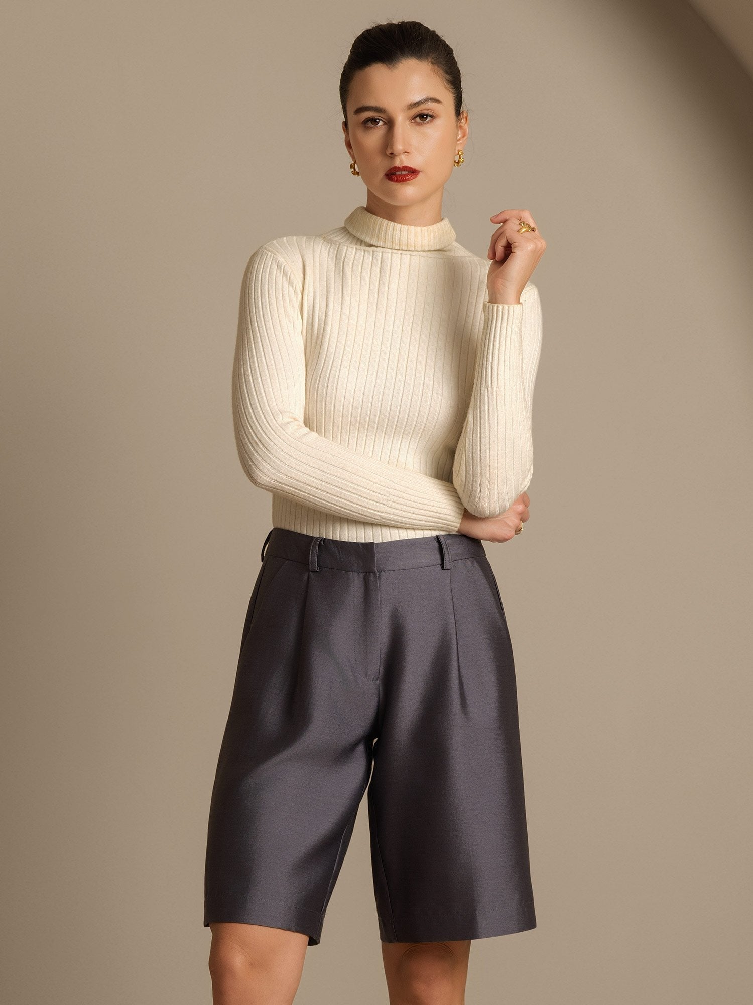 [Grigio] SilkSilky-IT 32Momme Seta Womens Shorts 008,