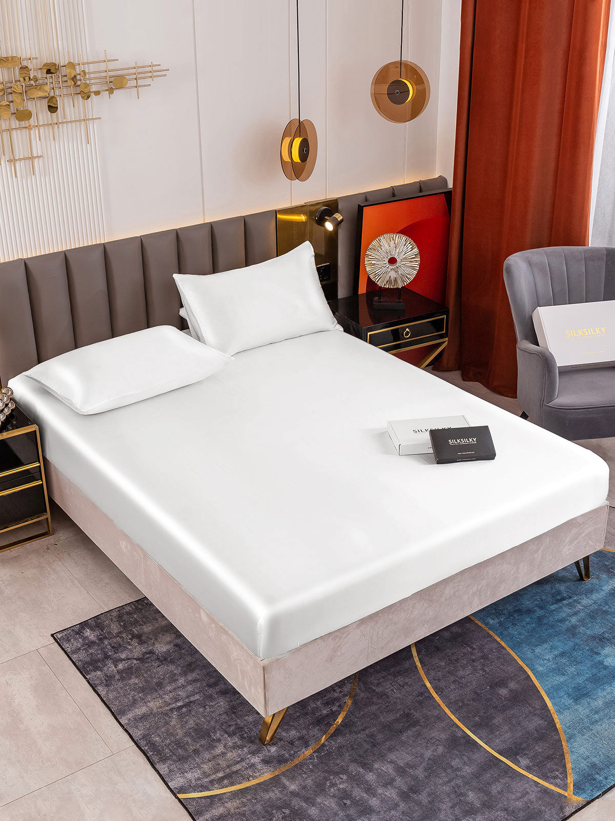 [Bianco] SilkSilky-IT 19Momme Seta pura Bedding Set 001