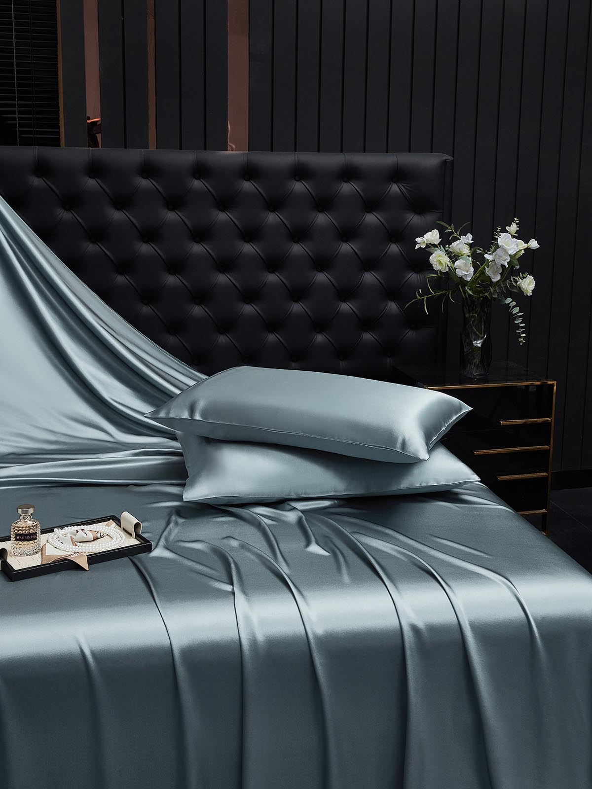 [Blu Grigiastro] SilkSilky-IT 19Momme Seta pura Pillowcase 001