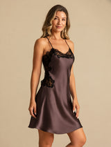[Marrone Scuro] SilkSilky-IT Sleeveless V Neck Camicia da notte 003