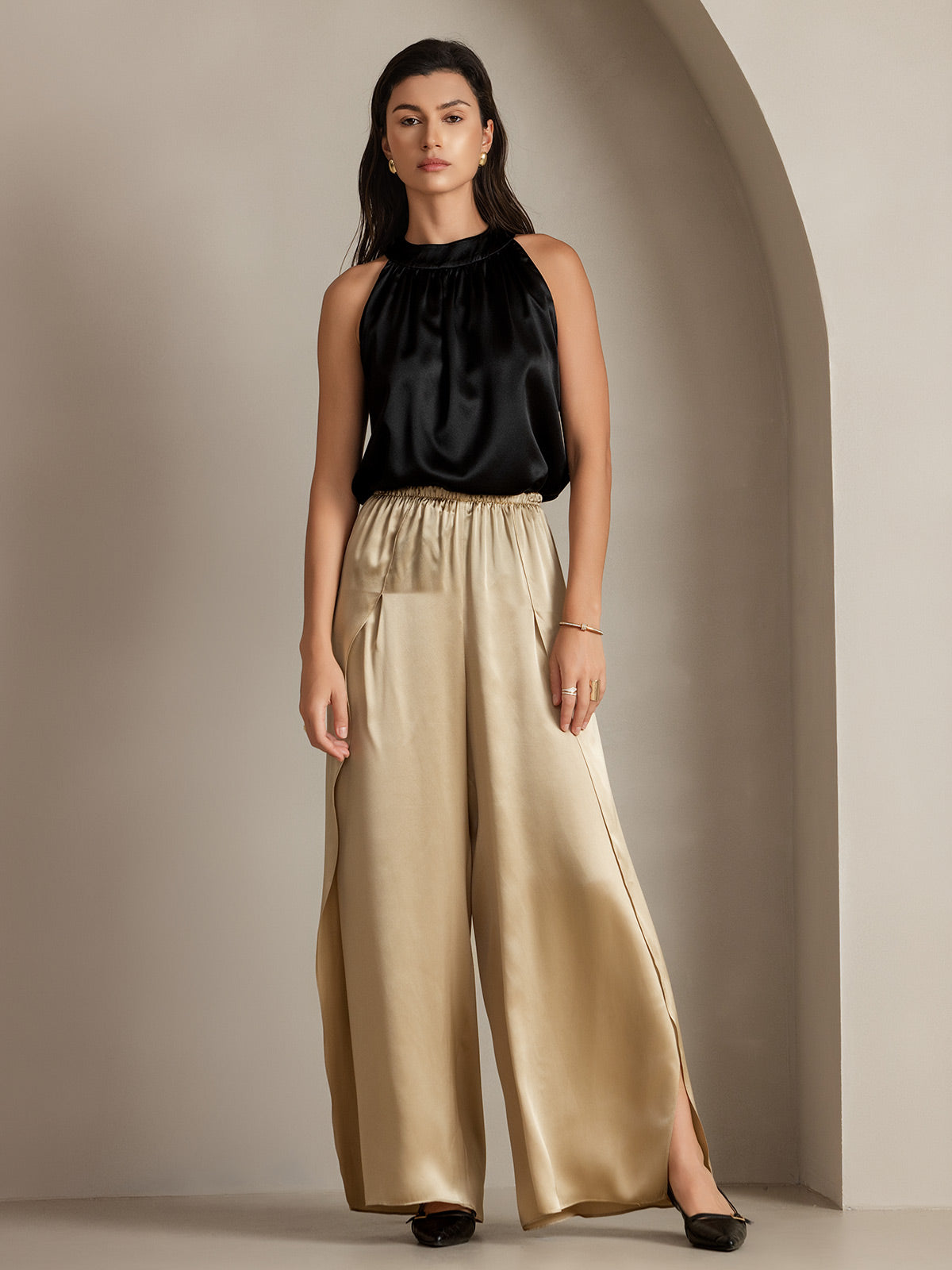 [Champagne] SilkSilky-IT 19Momme Seta Womens Pants 013
