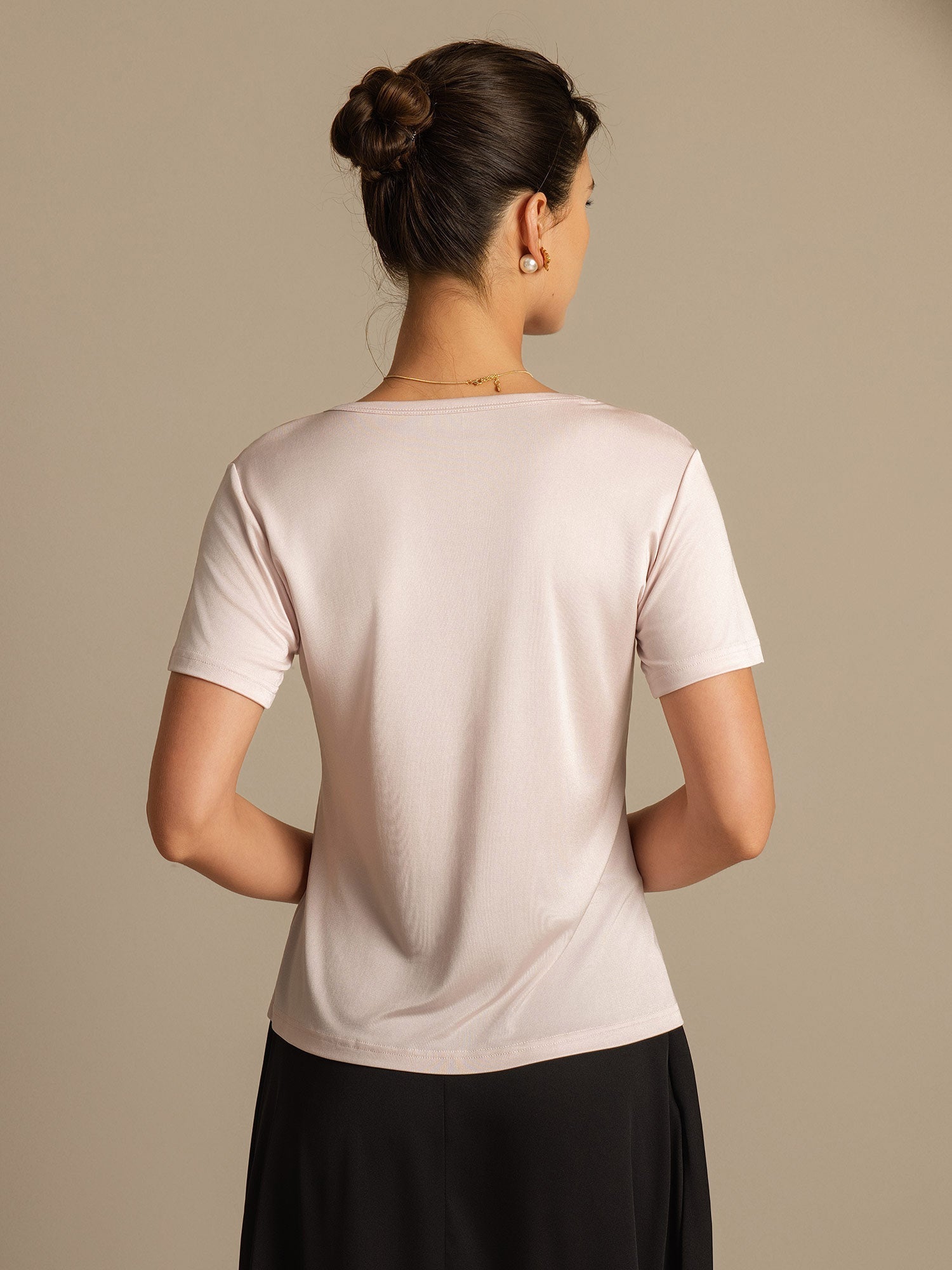 [Rosa Chiaro] SilkSilky-IT Maglia di seta Womens T-Shirt 002,