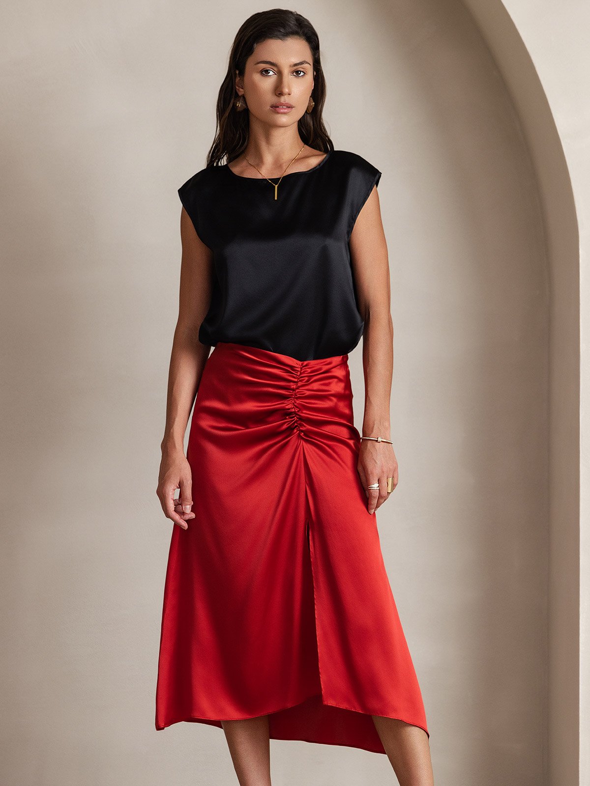 [Nero] SilkSilky-IT 19Momme Seta Womens T-Shirt 003