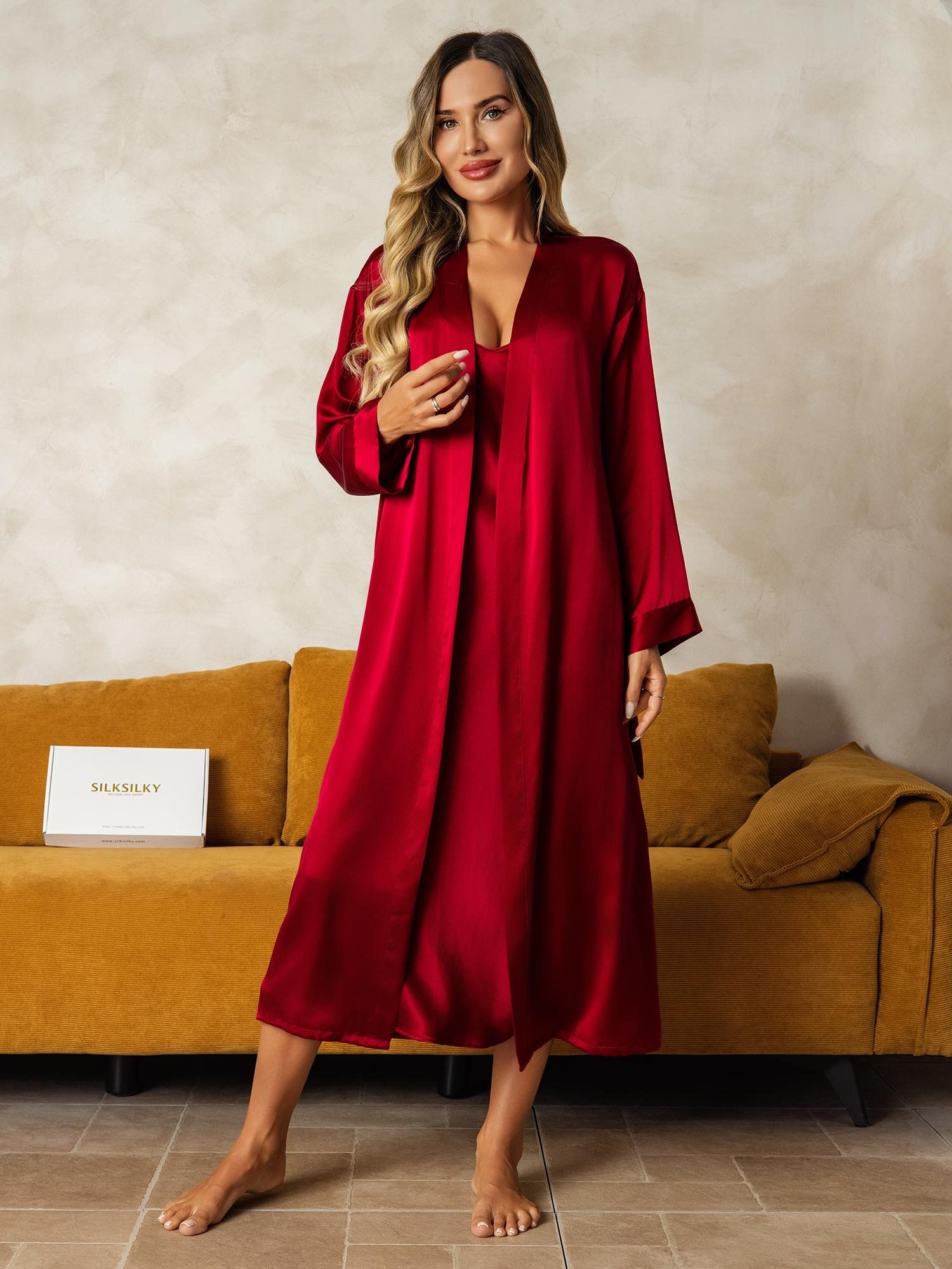 [Vino] SilkSilky-IT Seta pura Nightgown&Robe Set 006
