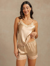[Champagne] SilkSilky-IT Sleeveless V Neck Set di Bretelle 001