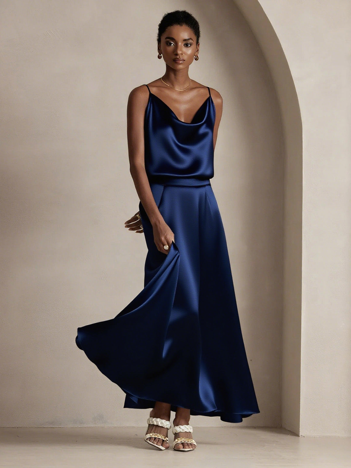 [Blu Scuro] SilkSilky-IT 19Momme Seta Skirt 003