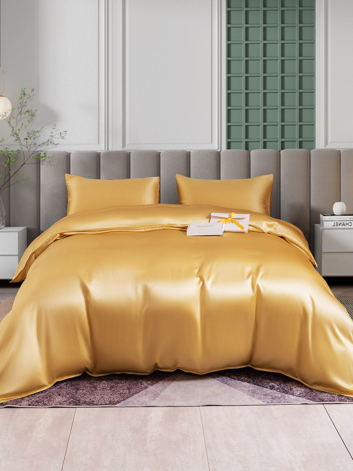 [Champagne] SilkSilky-IT 25Momme Seta pura Bedding Set 001
