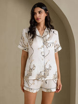 [Ghepardo Bianco] SilkSilky-IT Short Sleeve Notch Collar Pigiami da donna 004