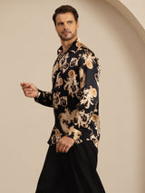 [Drago Nero] SilkSilky-IT Long Sleeve Lapel Collar Camicia da uomo 005