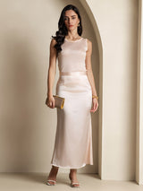 [Rosa Chiaro] SilkSilky-IT Senza maniche Scollo rotondo Magliette donna 007