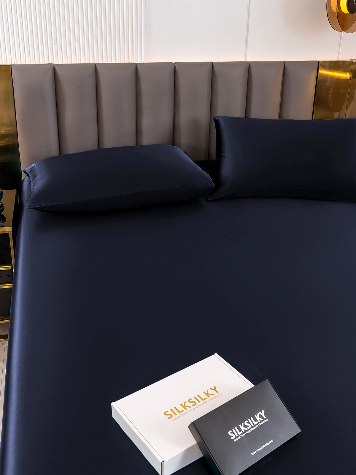[Blu Scuro] SilkSilky-IT 19Momme Seta pura Bedding Set 005