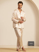 [Champagne] SilkSilky-IT Long Sleeve Lapel Collar Pigiami da uomo 004