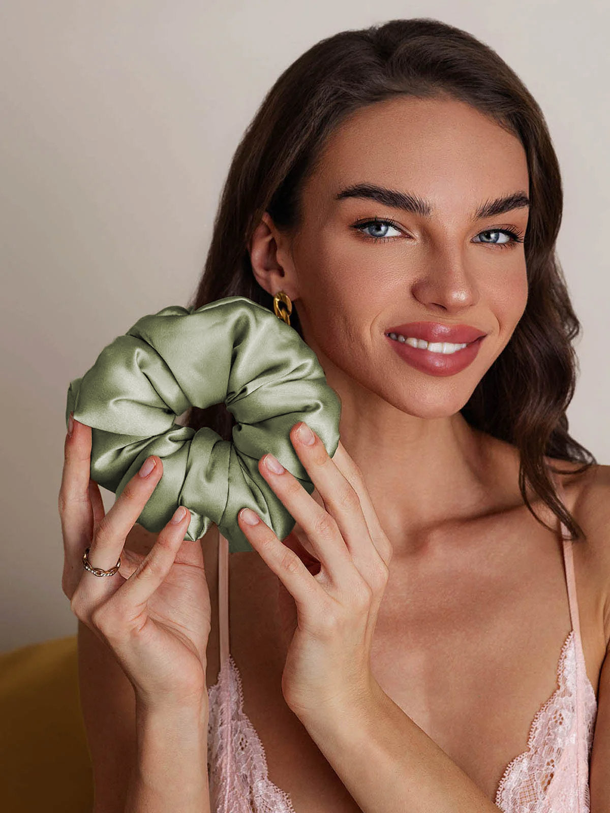 [Verde Chiaro] SilkSilky-IT Seta pura Scrunchie 002