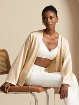 [Champagne] SilkSilky-IT 19Momme Manica lunga Capispalla da donna 001