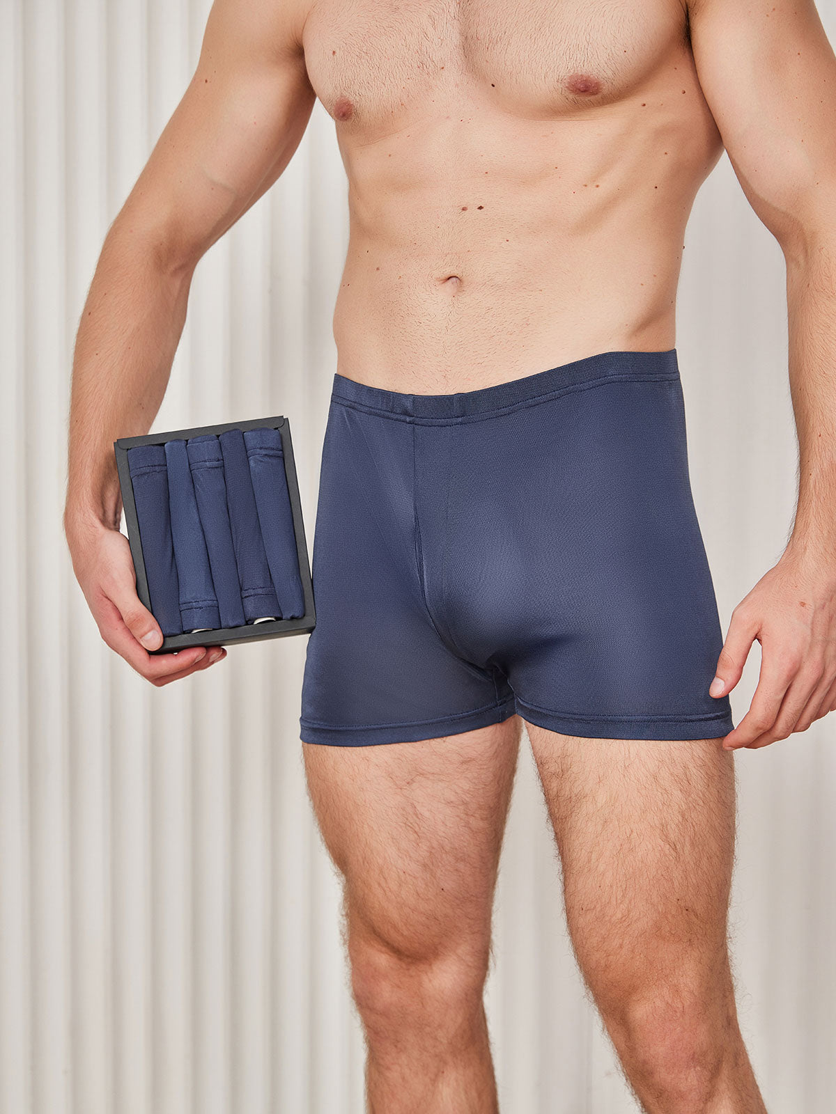 [Blu Scuro] SilkSilky-IT Seta pura Mens Underwear 001