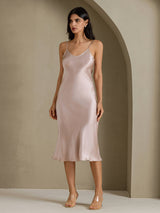 [Grigio Ombra] SilkSilky-IT Sleeveless V Neck Vestiti da donna 001