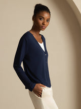 [Blu Scuro] SilkSilky-IT Long Sleeve Cardigan Donna 005