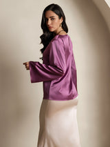 [Viola Scuro] SilkSilky-IT Long Sleeve Boat Neck Camicette 002
