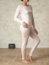 [Rosa Chiaro] SilkSilky-IT Manica lunga Scollo rotondo Intimo Lungo Donna 002
