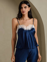 [Blu Scuro] SilkSilky-IT Spaghetti Strap V Neck Cami 003