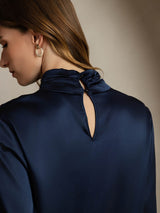 [Blu Scuro] SilkSilky-IT 19Momme Seta Womens Shirt 004