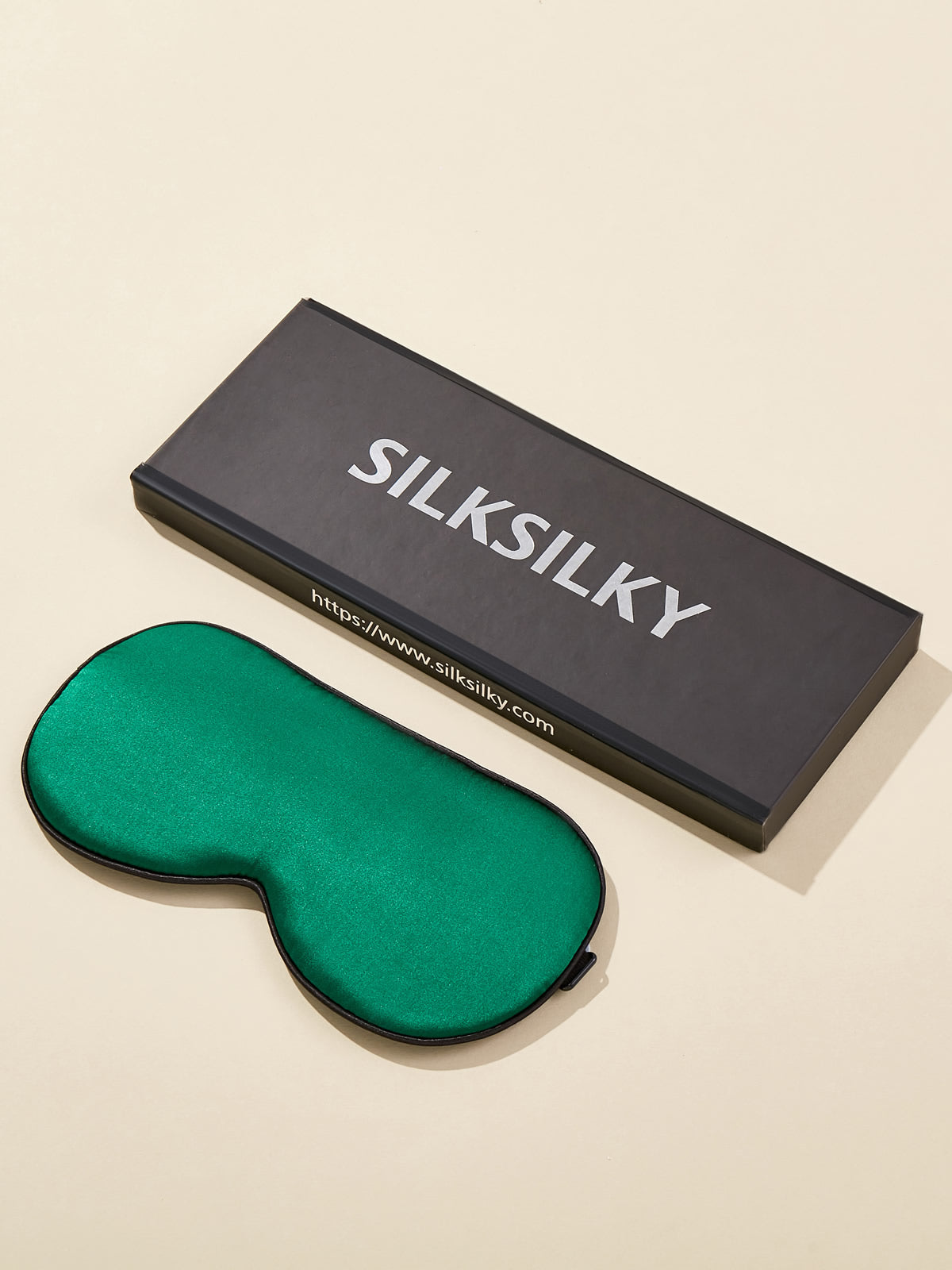 SilkSilky IT 19Momme Seta pura Eye Mask VerdeScuro 001