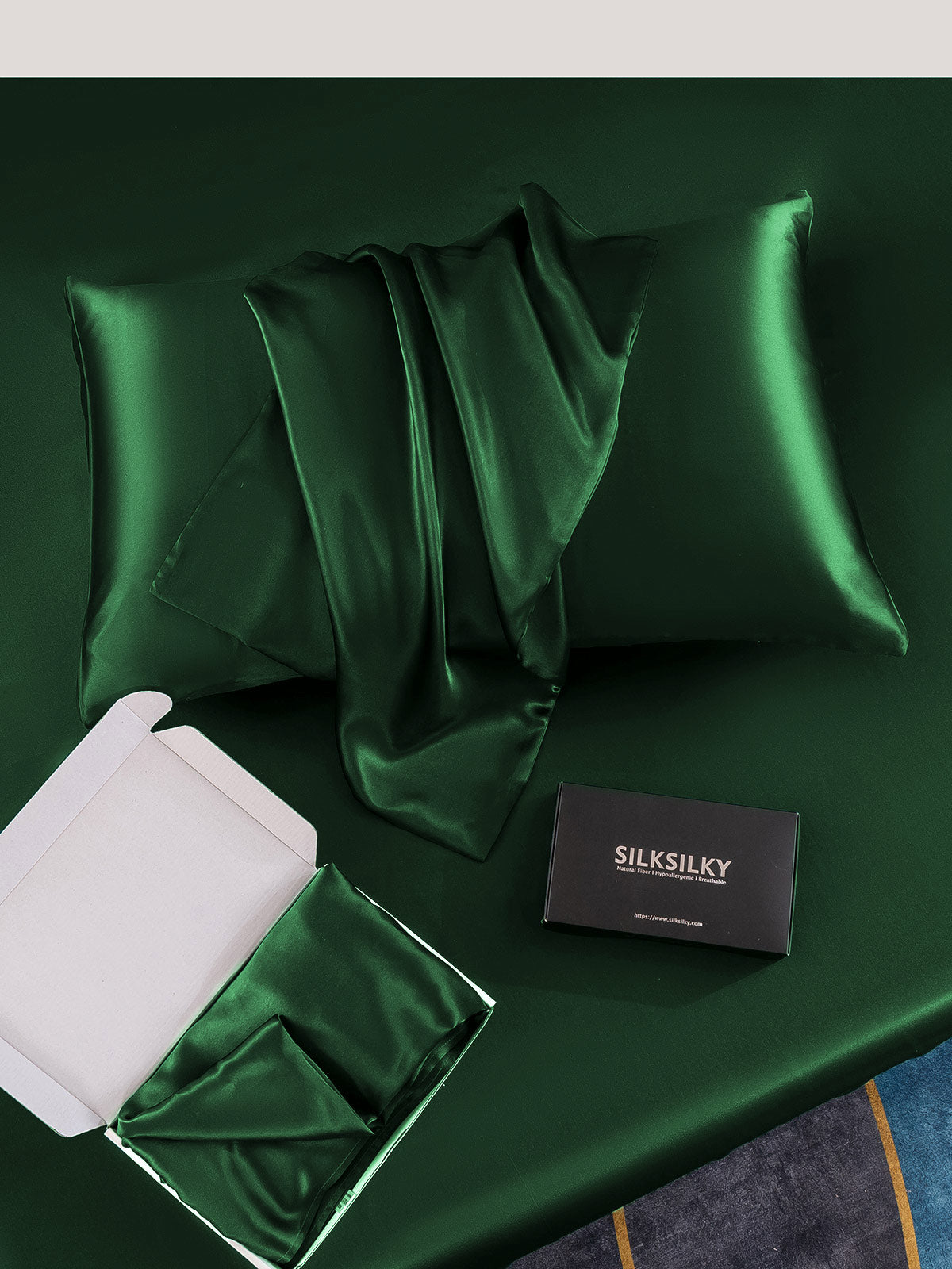 [Verde Scuro] SilkSilky-IT 22Momme Seta pura Pillowcase 005
