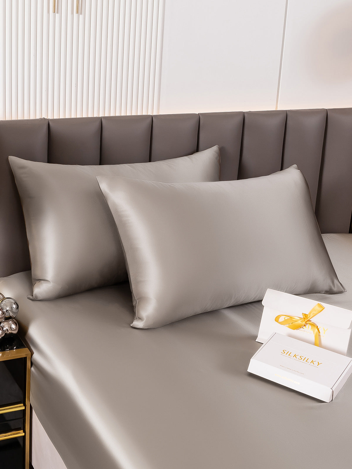 [Grigio] SilkSilky-IT 19Momme Seta pura Pillowcase 001