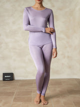 [Viola] SilkSilky-IT Manica lunga Scollo rotondo Intimo Lungo Donna 001