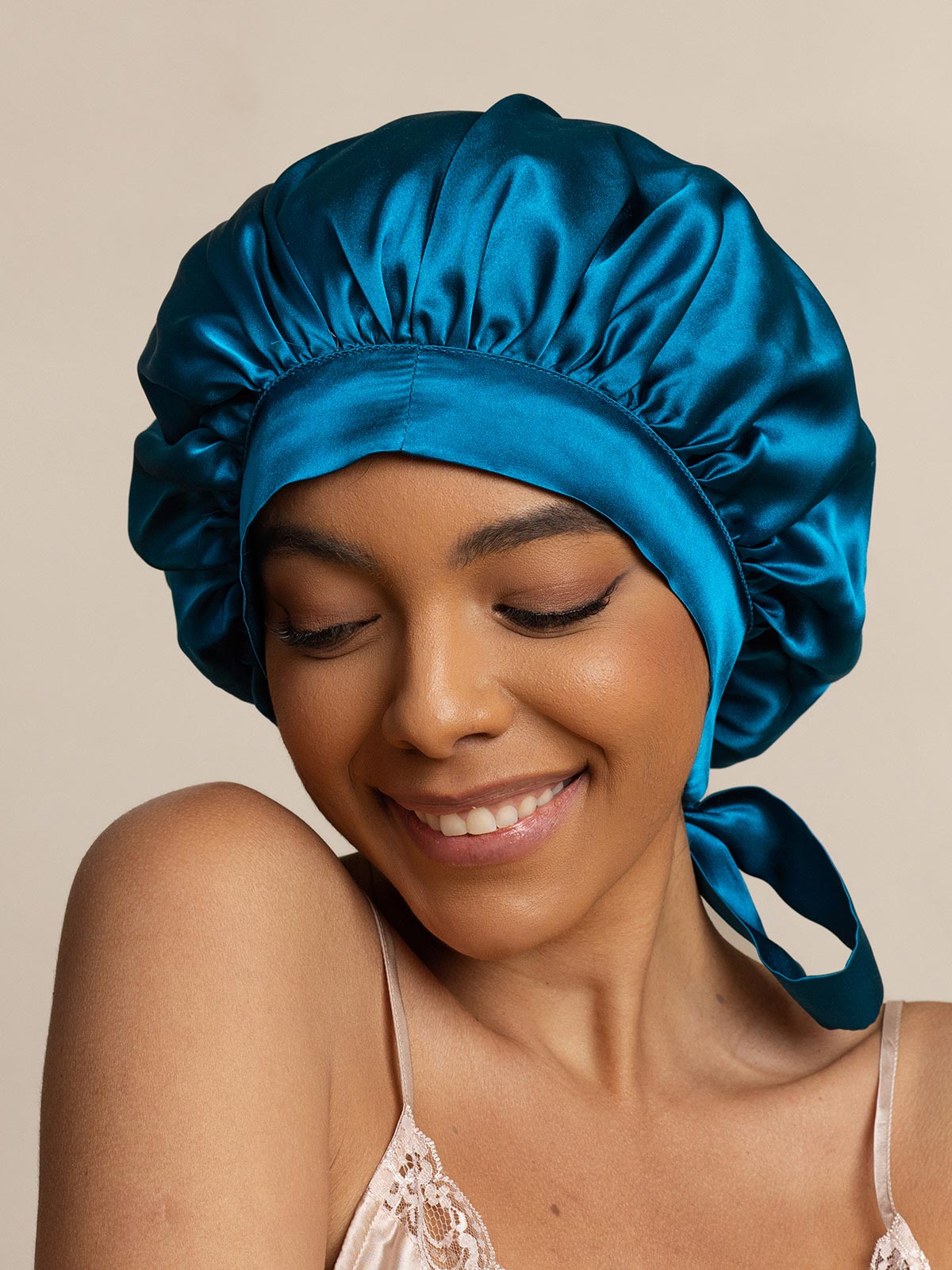 [Verde Acqua] SilkSilky-IT Seta pura Sleep Cap 003,