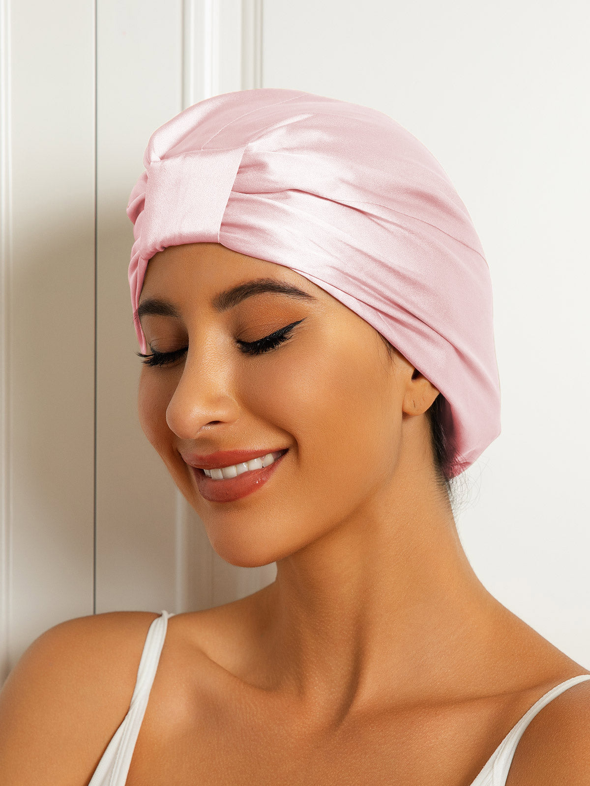 [Rosa Chiaro] SilkSilky-IT Seta pura Sleep Cap 002