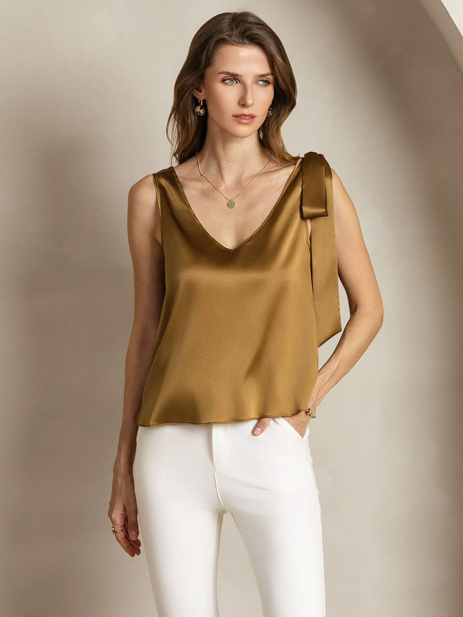 [Bronzo] SilkSilky-IT 19Momme Seta Womens T-Shirt 006