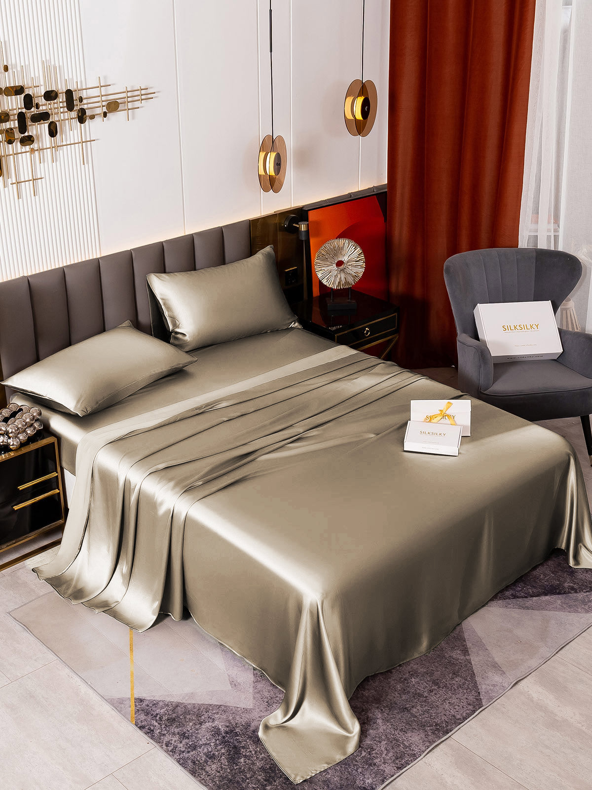 [Cachi] SilkSilky-IT 19Momme Seta pura Bedding Set 005