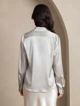 [Grigio Chiaro] SilkSilky-IT Long Sleeve Lapel Collar Camicie da donna 002